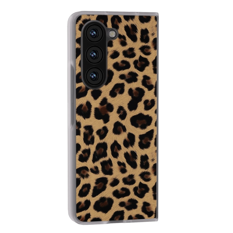 For Samsung Galaxy Z Fold5 Frosted Transparent Edge Leopard Print Phone Case