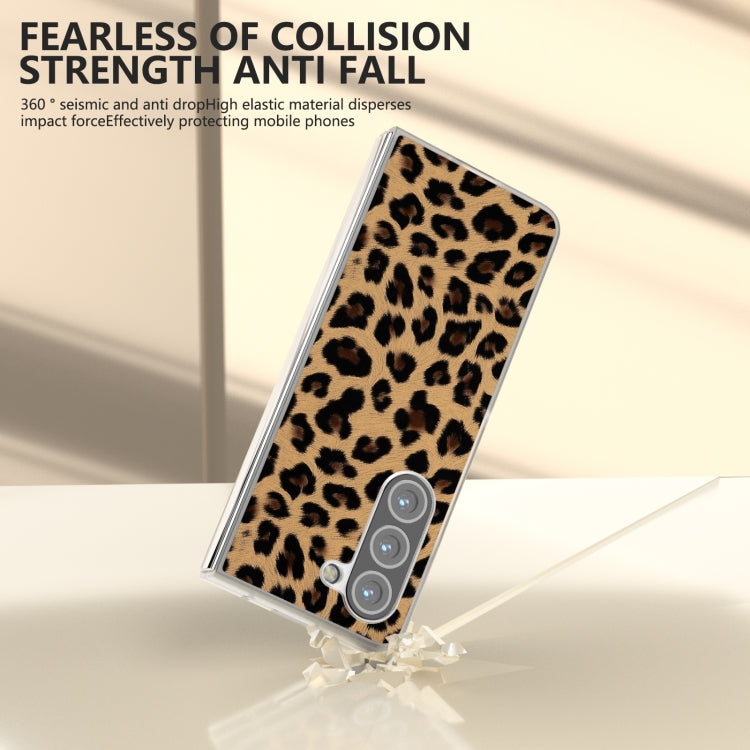 For Samsung Galaxy Z Fold5 Frosted Transparent Edge Leopard Print Phone Case