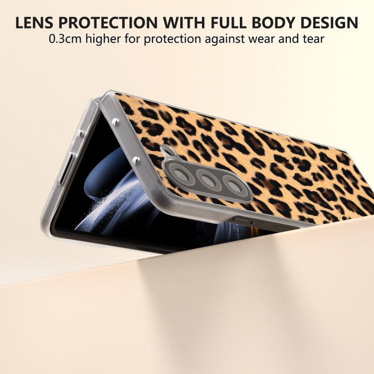 For Samsung Galaxy Z Fold5 Frosted Transparent Edge Leopard Print Phone Case