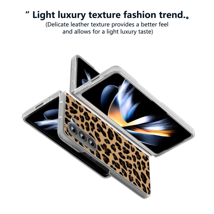 For Samsung Galaxy Z Fold5 Frosted Transparent Edge Leopard Print Phone Case