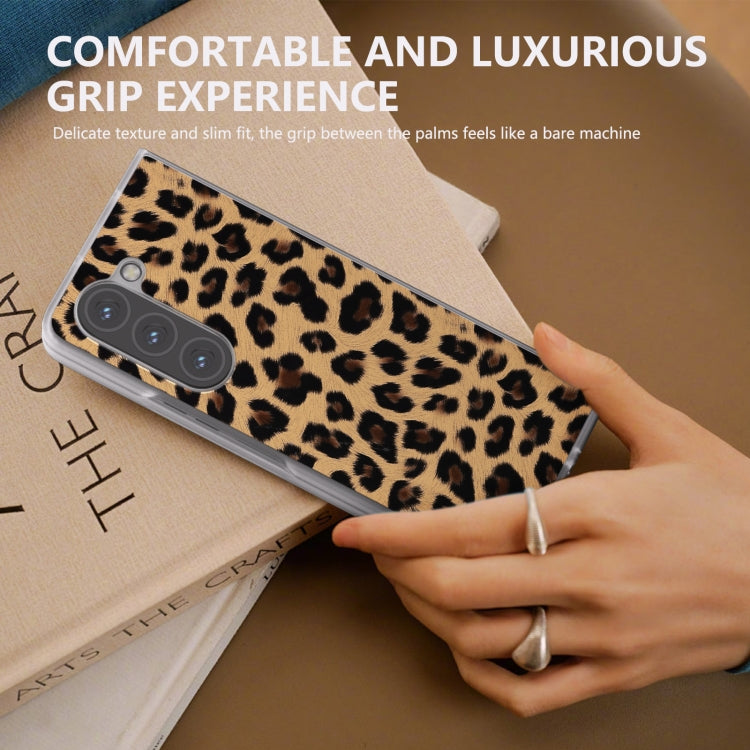 For Samsung Galaxy Z Fold5 Frosted Transparent Edge Leopard Print Phone Case