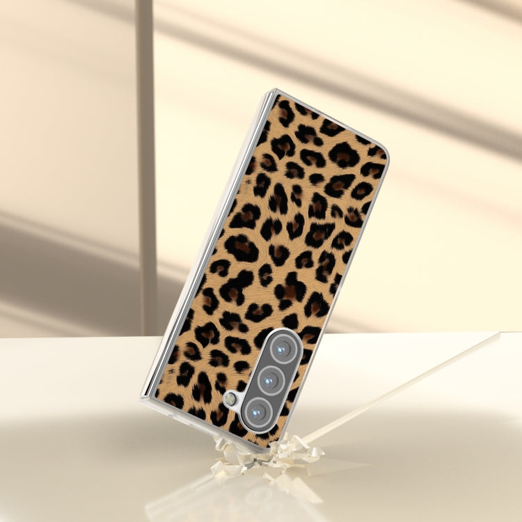 For Samsung Galaxy Z Fold6 5G Frosted Transparent Edge Leopard Print Phone Case