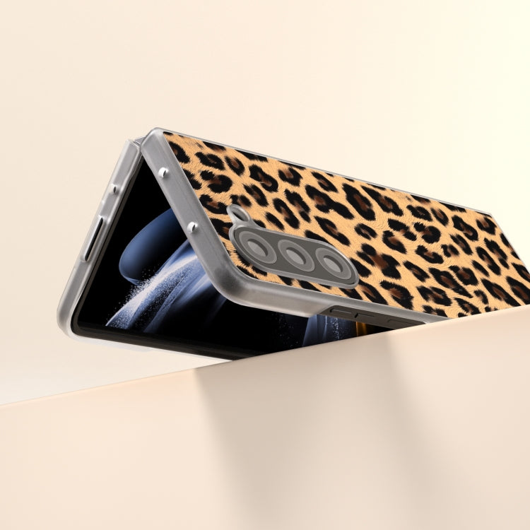 For Samsung Galaxy Z Fold6 5G Frosted Transparent Edge Leopard Print Phone Case