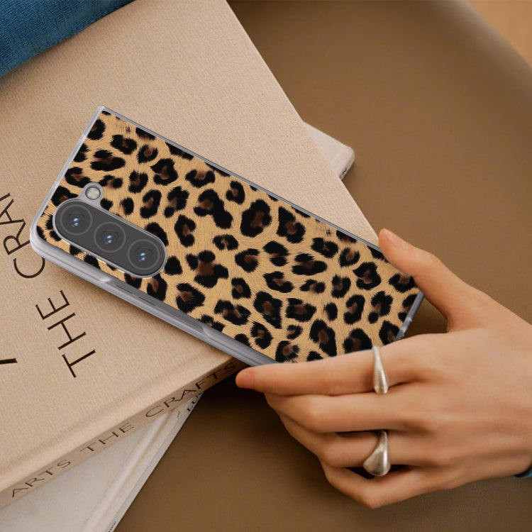 For Samsung Galaxy Z Fold6 5G Frosted Transparent Edge Leopard Print Phone Case