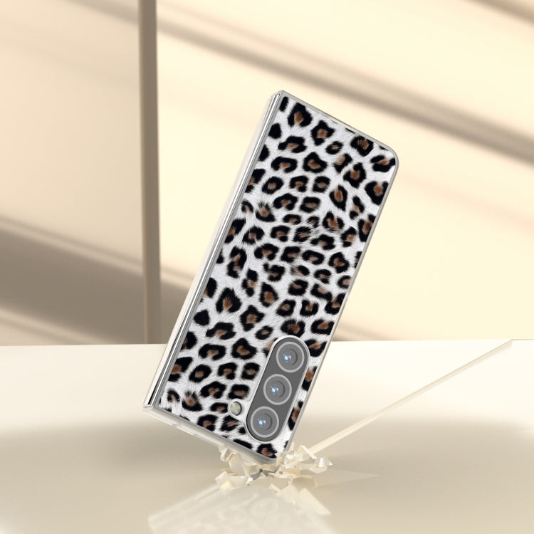 For Samsung Galaxy Z Fold6 5G Frosted Transparent Edge Leopard Print Phone Case