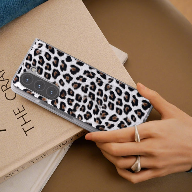 For Samsung Galaxy Z Fold6 5G Frosted Transparent Edge Leopard Print Phone Case