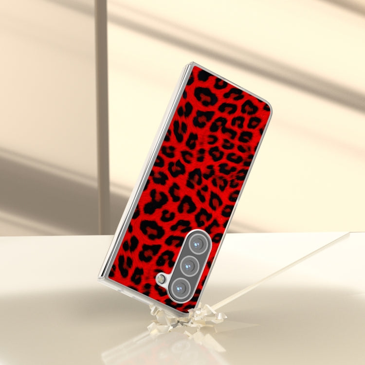 For Samsung Galaxy Z Fold6 5G Frosted Transparent Edge Leopard Print Phone Case
