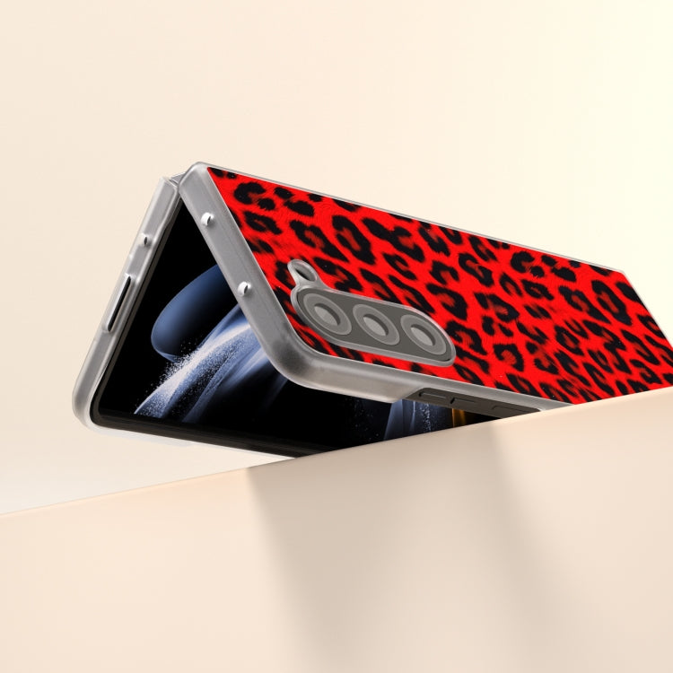 For Samsung Galaxy Z Fold6 5G Frosted Transparent Edge Leopard Print Phone Case