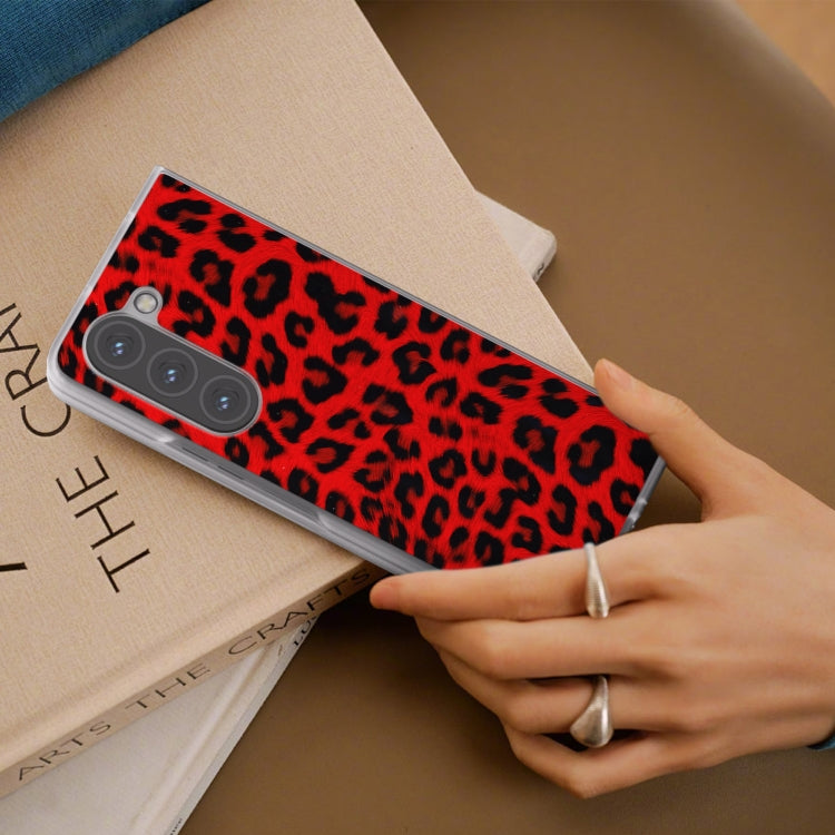 For Samsung Galaxy Z Fold6 5G Frosted Transparent Edge Leopard Print Phone Case