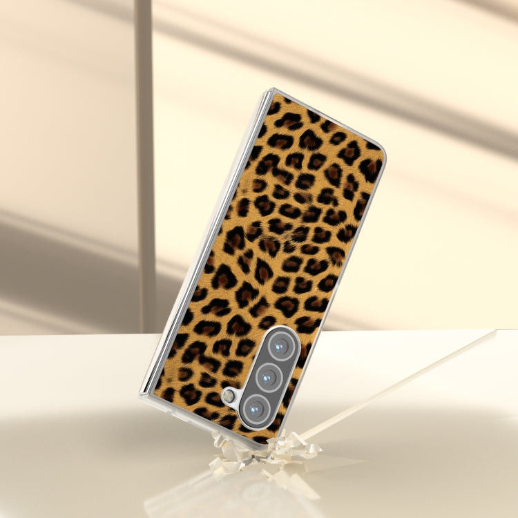 For Samsung Galaxy Z Fold6 5G Frosted Transparent Edge Leopard Print Phone Case