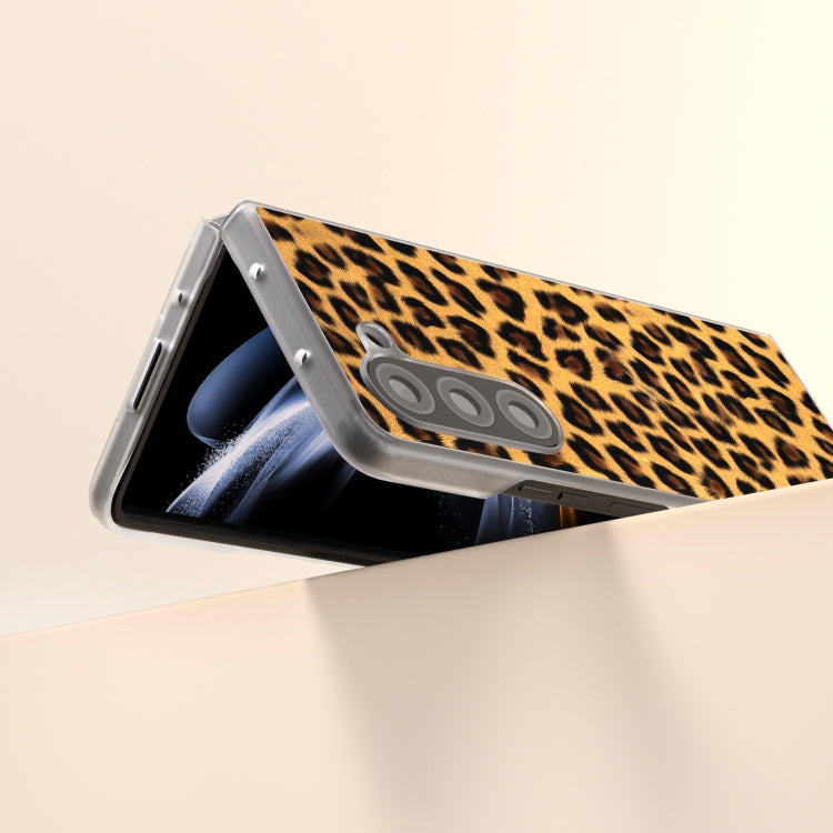 For Samsung Galaxy Z Fold6 5G Frosted Transparent Edge Leopard Print Phone Case
