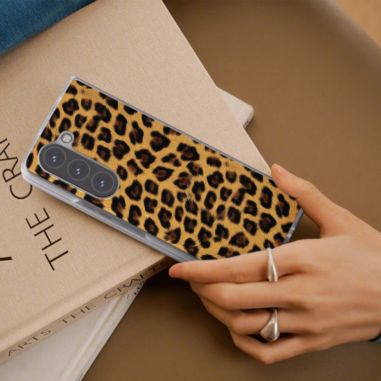 For Samsung Galaxy Z Fold6 5G Frosted Transparent Edge Leopard Print Phone Case