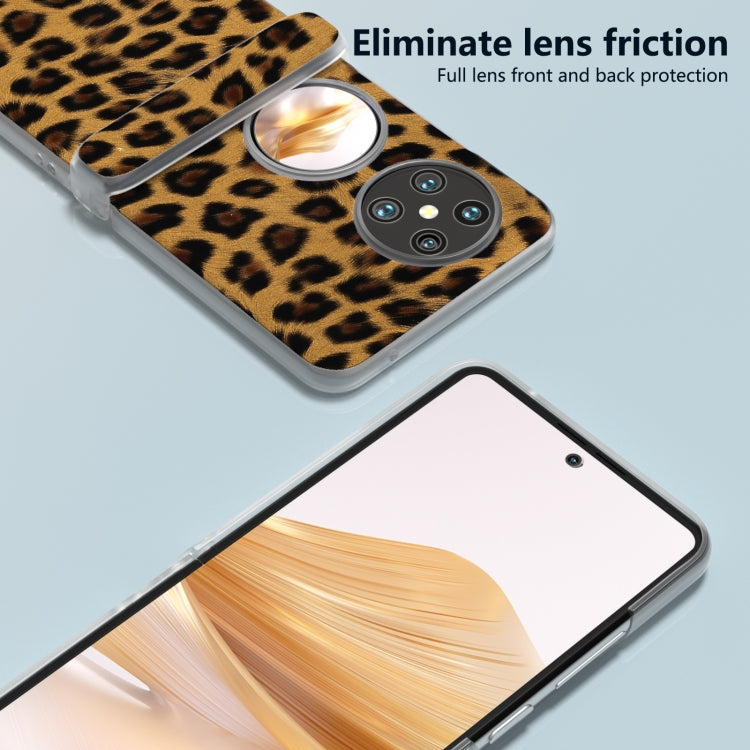 For Huawei Pocket 2 Three Parts Frosted Transparent Frame Leopard Pattern Phone Case