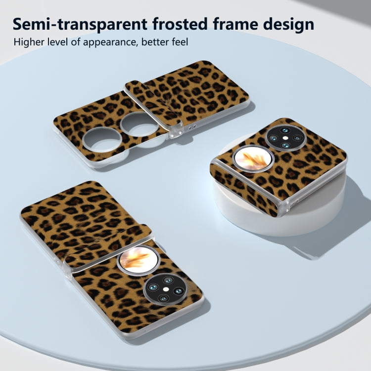 For Huawei Pocket 2 Three Parts Frosted Transparent Frame Leopard Pattern Phone Case