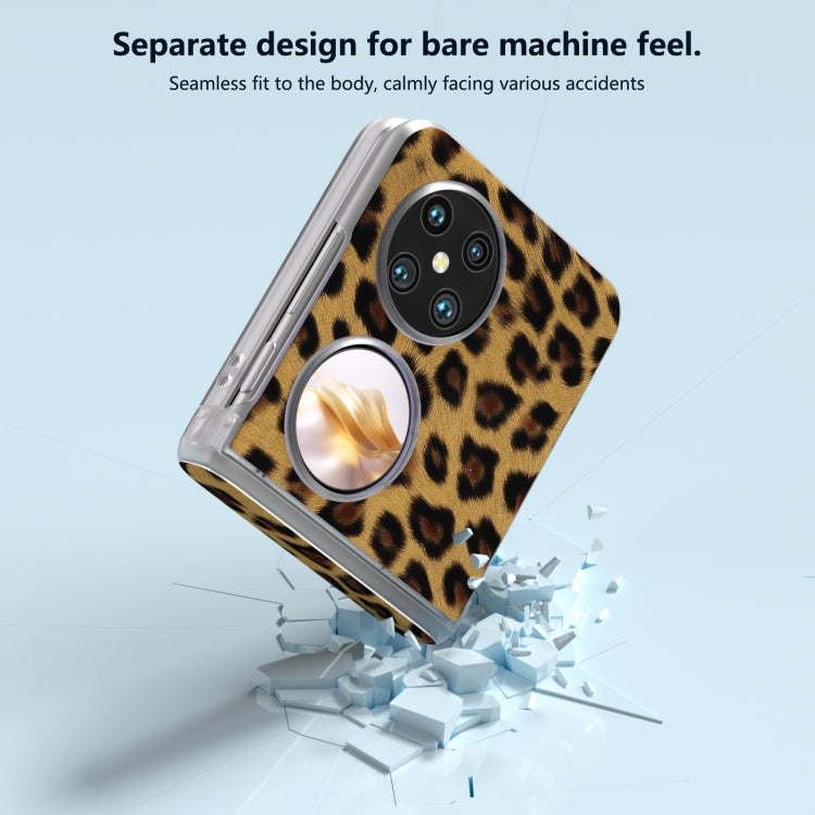 For Huawei Pocket 2 Three Parts Frosted Transparent Frame Leopard Pattern Phone Case