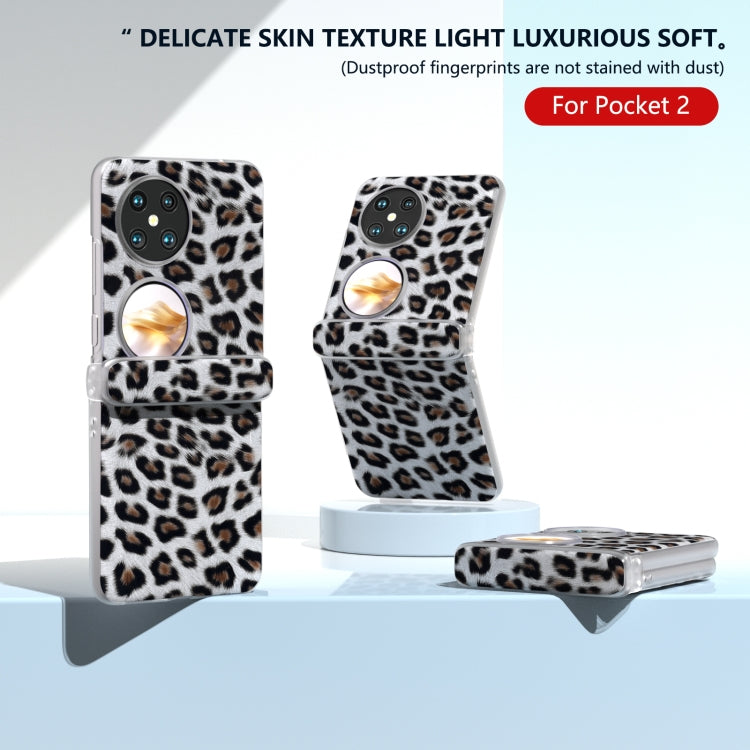 For Huawei Pocket 2 Three Parts Frosted Transparent Frame Leopard Pattern Phone Case