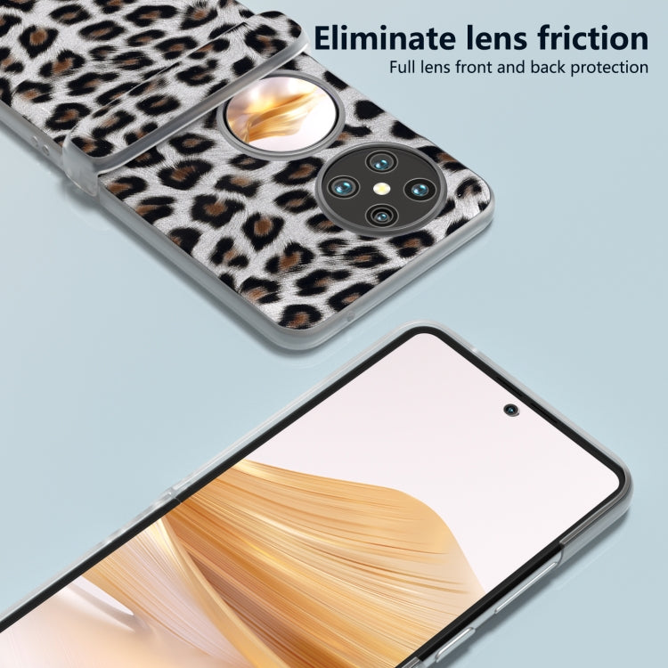 For Huawei Pocket 2 Three Parts Frosted Transparent Frame Leopard Pattern Phone Case