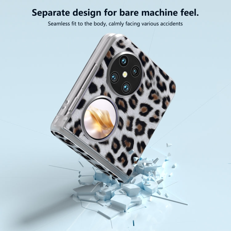 For Huawei Pocket 2 Three Parts Frosted Transparent Frame Leopard Pattern Phone Case