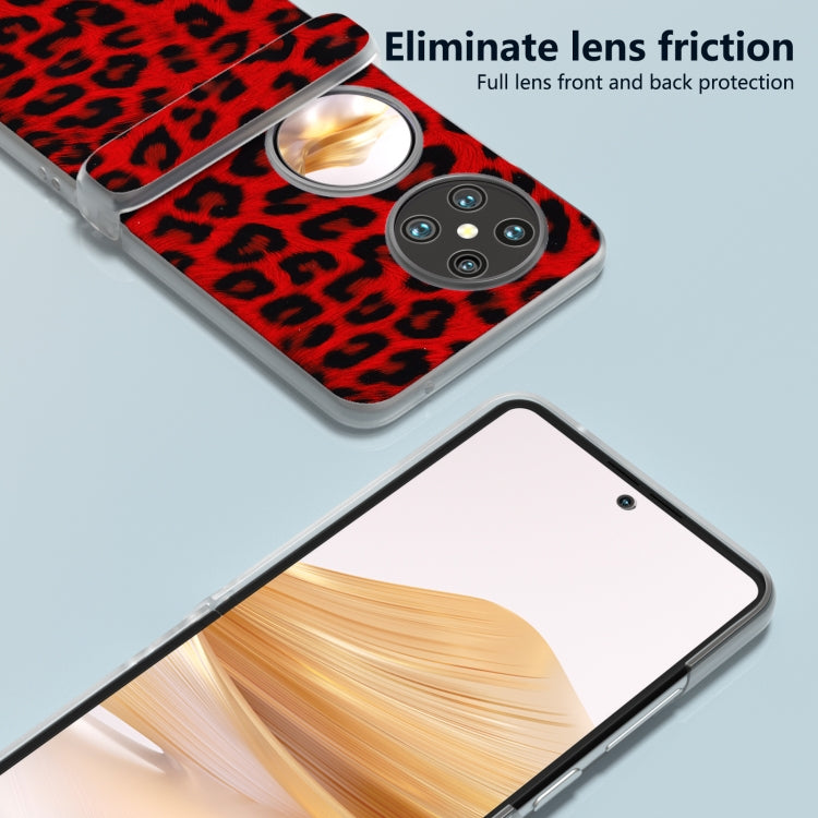 For Huawei Pocket 2 Three Parts Frosted Transparent Frame Leopard Pattern Phone Case