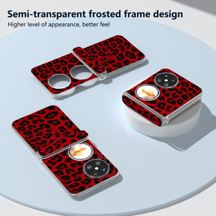 For Huawei Pocket 2 Three Parts Frosted Transparent Frame Leopard Pattern Phone Case