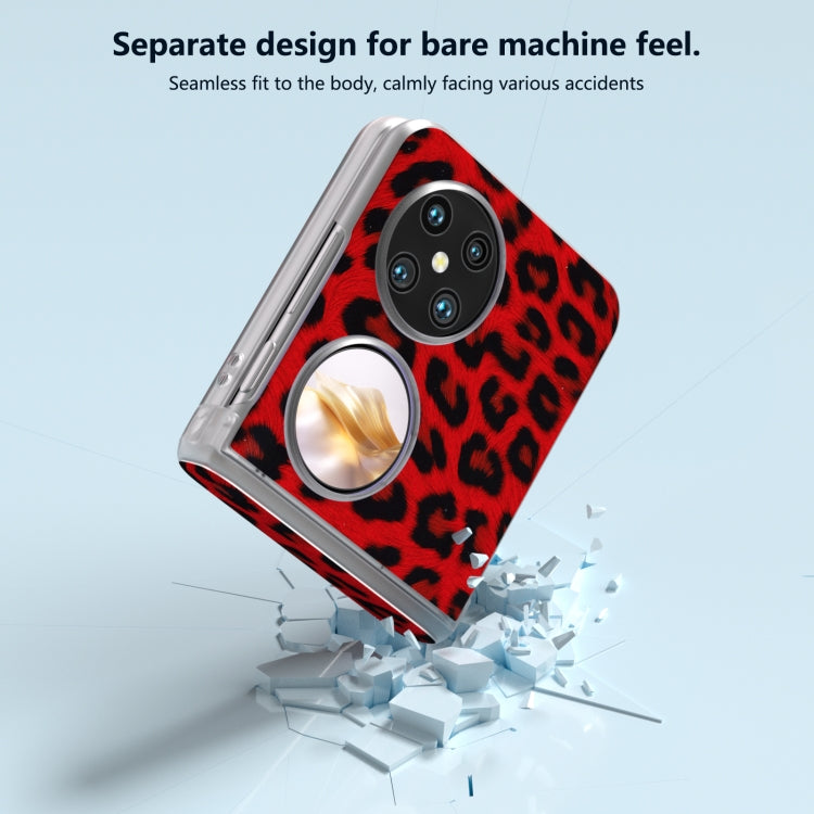 For Huawei Pocket 2 Three Parts Frosted Transparent Frame Leopard Pattern Phone Case