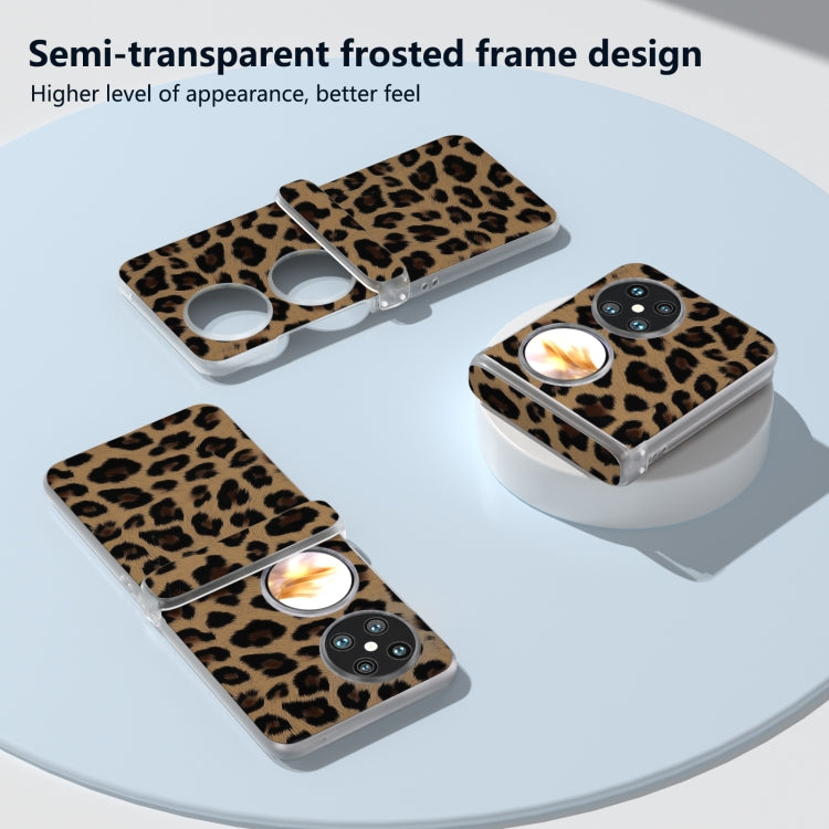 For Huawei Pocket 2 Three Parts Frosted Transparent Frame Leopard Pattern Phone Case