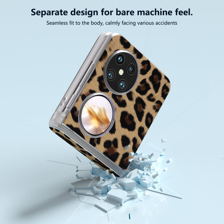 For Huawei Pocket 2 Three Parts Frosted Transparent Frame Leopard Pattern Phone Case