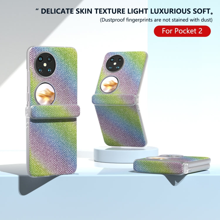 For Huawei Pocket 2 Three Parts Frosted Transparent Frame Diamond Phone Case