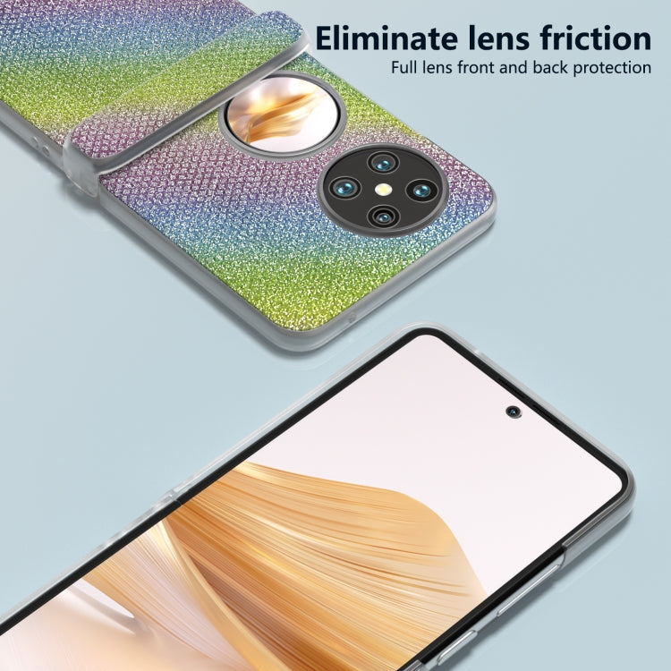 For Huawei Pocket 2 Three Parts Frosted Transparent Frame Diamond Phone Case