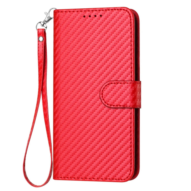 For Tecno Camon 20 Premier YX0070 Carbon Fiber Buckle Leather Phone Case with Lanyard