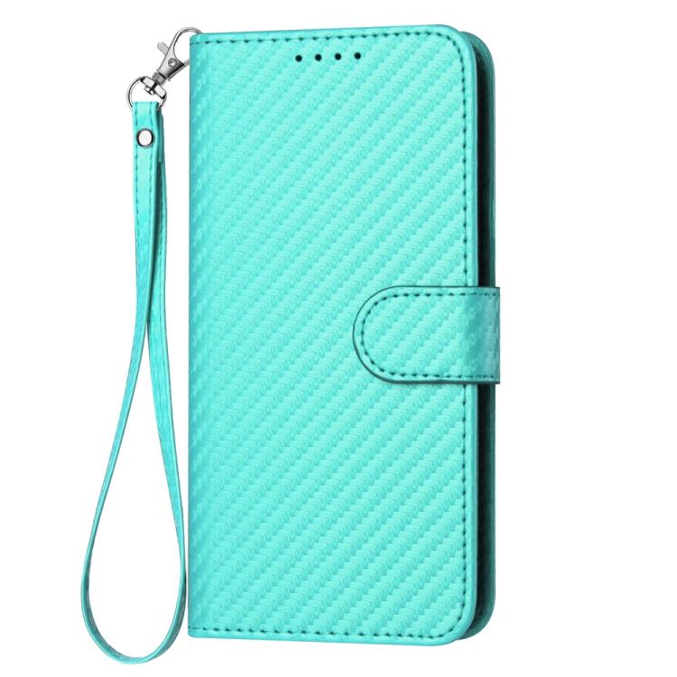 For Tecno Spark Slim YX0070 Carbon Fiber Buckle Leather Phone Case with Lanyard