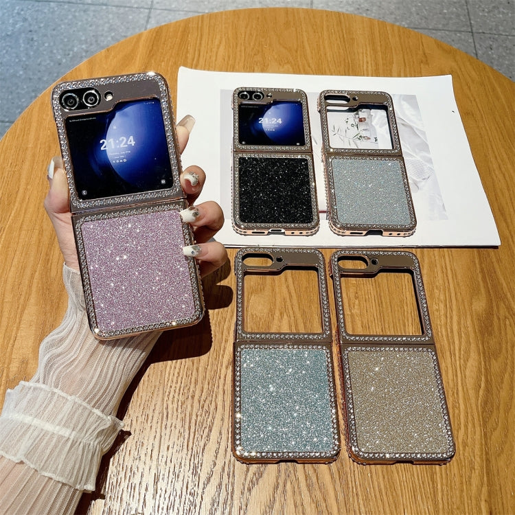 For Samsung Galaxy Z Flip5 Gradient Glitter Powder Electroplated Diamond PC Full Coverage Shockproof Phone Case