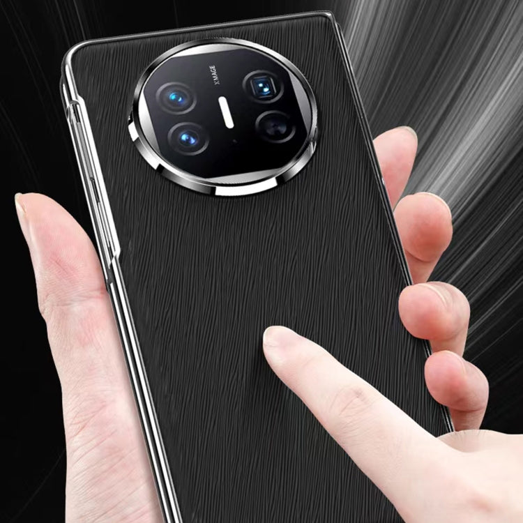 For Huawei Mate X3 Integrated Plating PC Leather Texture Full Coverage Fold Shockproof Phone Case