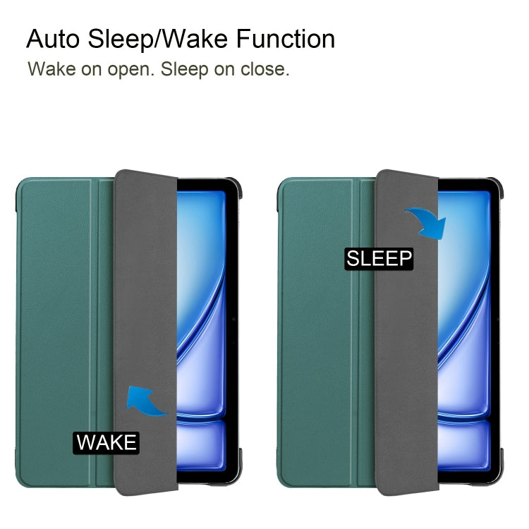 For iPad Air 11 2026 / 2025 / 2024 Custer Pure Color 3-Fold Holder Smart Leather Tablet Case