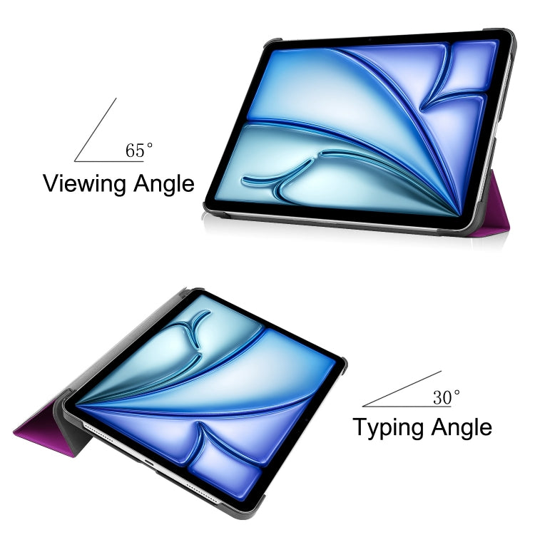 For iPad Air 11 2026 / 2025 / 2024 Custer Pure Color 3-Fold Holder Smart Leather Tablet Case