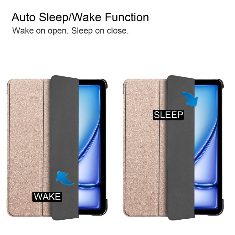For iPad Air 11 2026 / 2025 / 2024 Custer Pure Color 3-Fold Holder Smart Leather Tablet Case