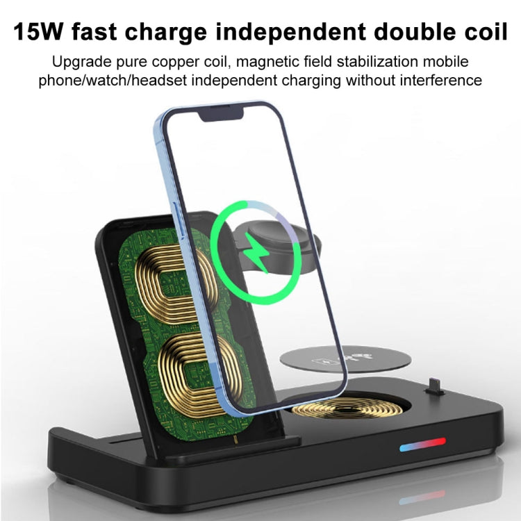 For Apple Series 3 in 1 15W Earphones/Phones/Watch Fold Wireless Charger Stand
