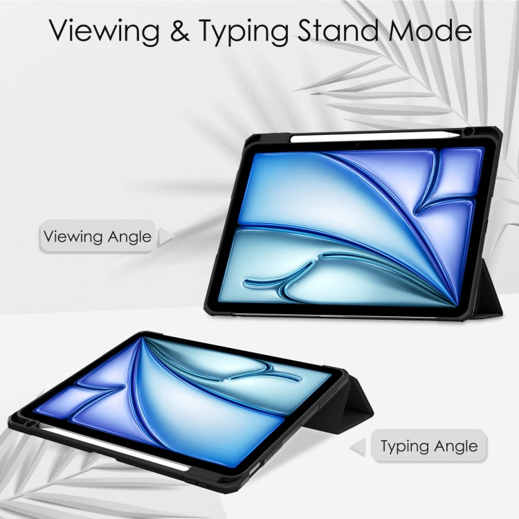 For iPad Air 11 2026 / 2025 / 2024 Pure Color 3-fold Clear TPU Smart Leather Tablet Case