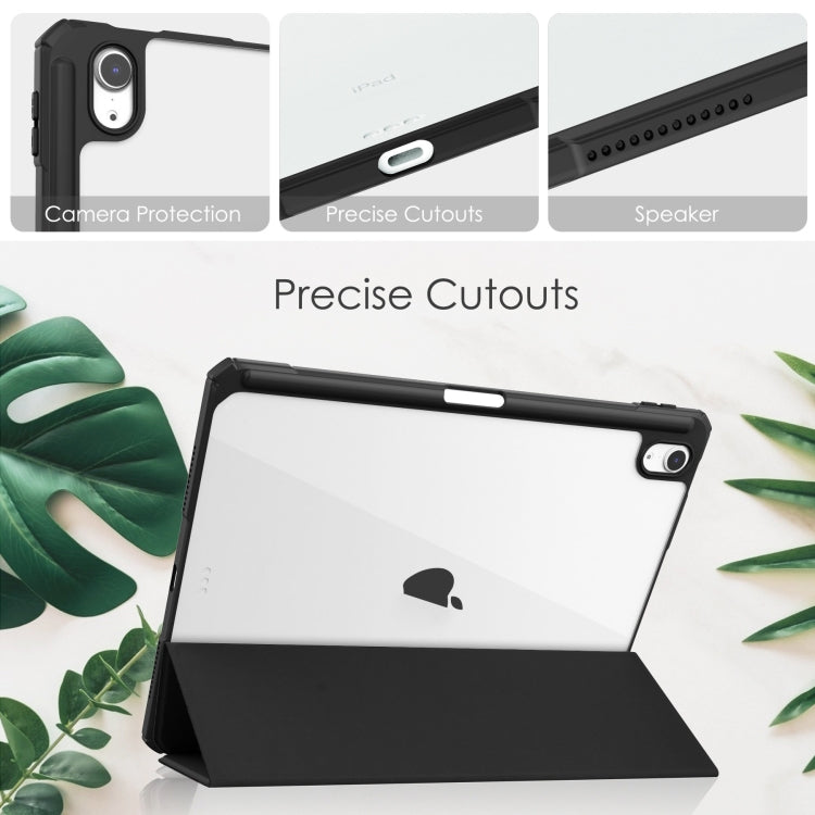 For iPad Air 11 2026 / 2025 / 2024 Pure Color 3-fold Clear TPU Smart Leather Tablet Case