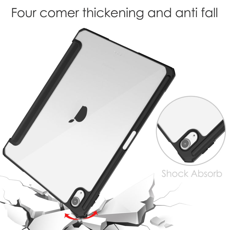 For iPad Air 11 2026 / 2025 / 2024 Pure Color 3-fold Clear TPU Smart Leather Tablet Case