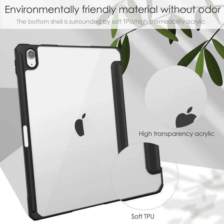 For iPad Air 11 2026 / 2025 / 2024 Pure Color 3-fold Clear TPU Smart Leather Tablet Case