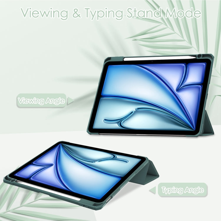 For iPad Air 11 2026 / 2025 / 2024 Pure Color 3-fold Clear TPU Smart Leather Tablet Case