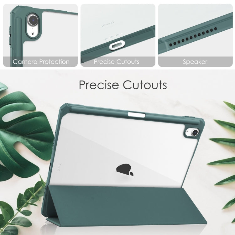 For iPad Air 11 2026 / 2025 / 2024 Pure Color 3-fold Clear TPU Smart Leather Tablet Case