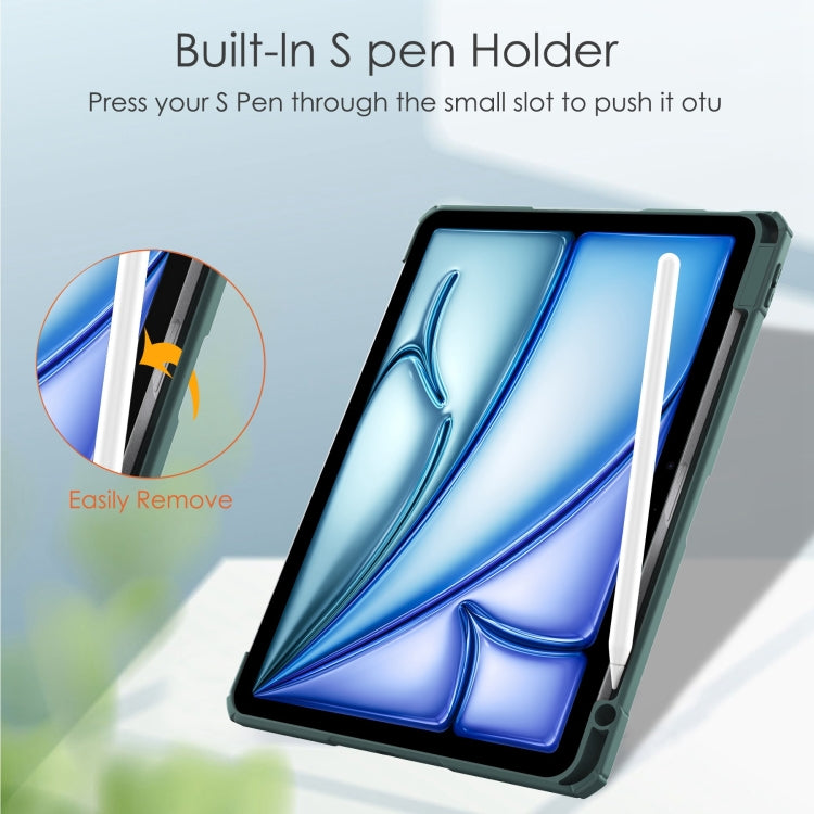 For iPad Air 11 2026 / 2025 / 2024 Pure Color 3-fold Clear TPU Smart Leather Tablet Case