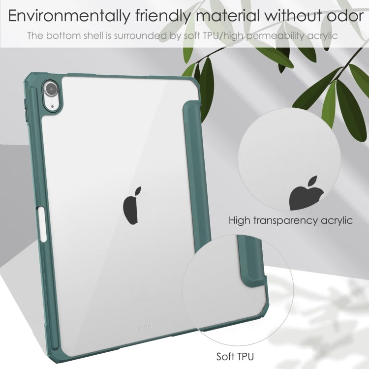 For iPad Air 11 2026 / 2025 / 2024 Pure Color 3-fold Clear TPU Smart Leather Tablet Case