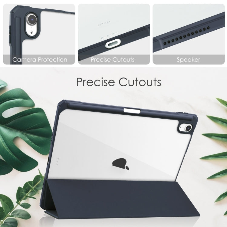 For iPad Air 11 2026 / 2025 / 2024 Pure Color 3-fold Clear TPU Smart Leather Tablet Case