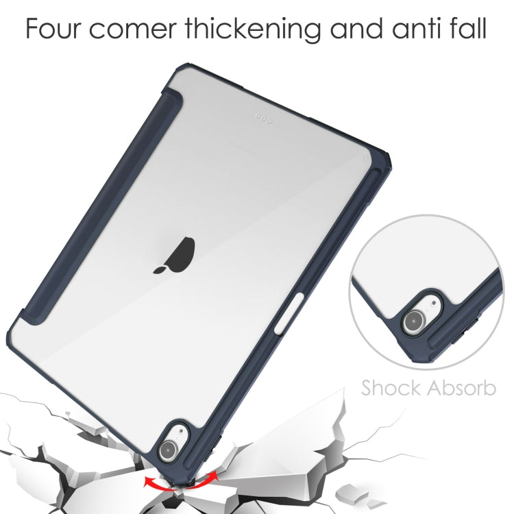 For iPad Air 11 2026 / 2025 / 2024 Pure Color 3-fold Clear TPU Smart Leather Tablet Case