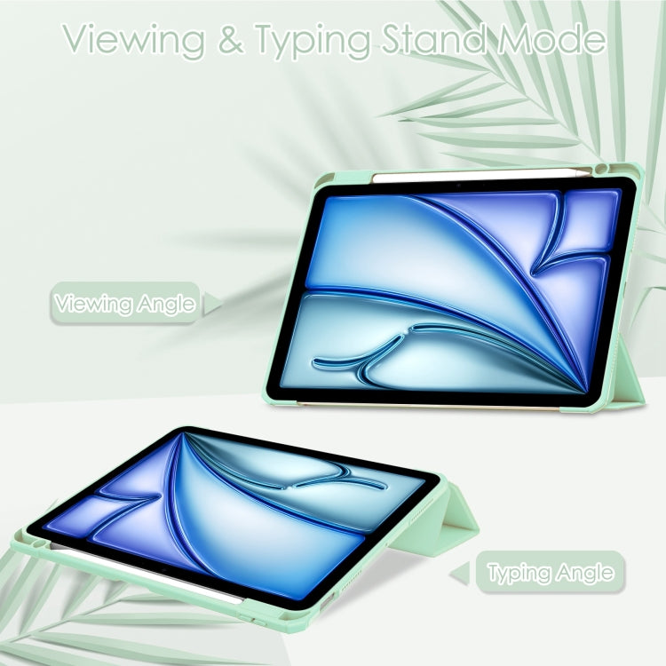 For iPad Air 11 2026 / 2025 / 2024 Pure Color 3-fold Clear TPU Smart Leather Tablet Case