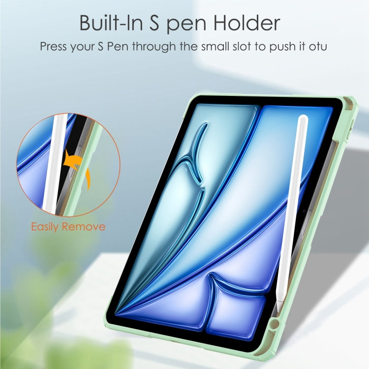 For iPad Air 11 2026 / 2025 / 2024 Pure Color 3-fold Clear TPU Smart Leather Tablet Case