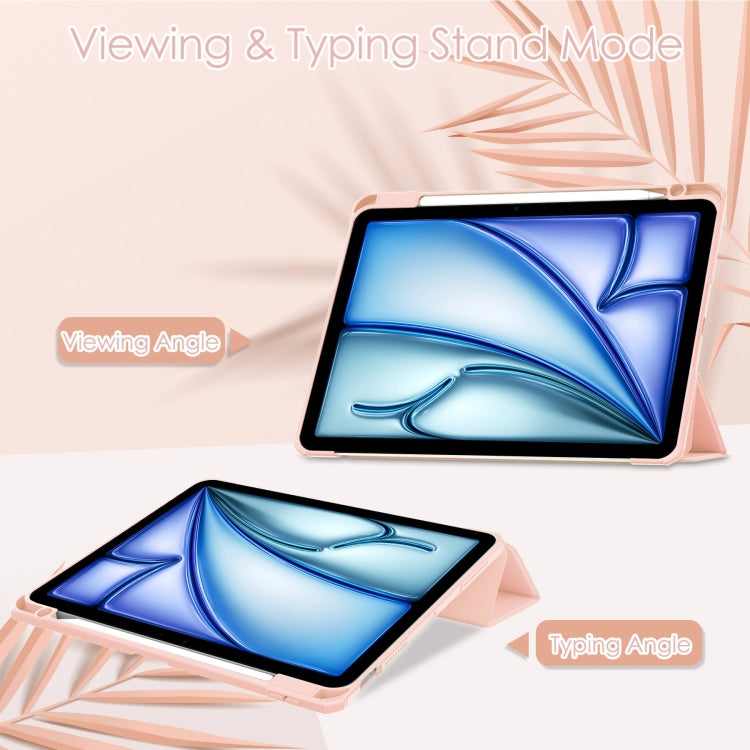 For iPad Air 11 2026 / 2025 / 2024 Pure Color 3-fold Clear TPU Smart Leather Tablet Case